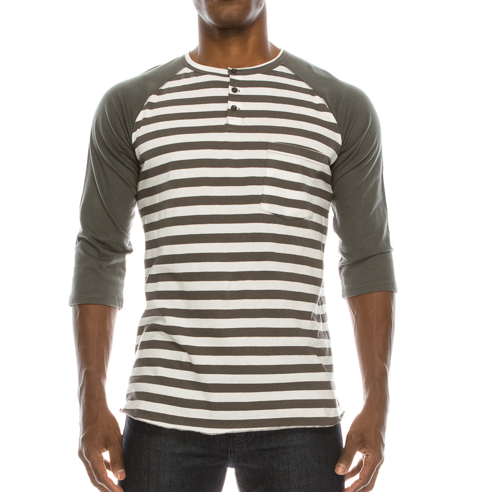 HT RUDE 3/4 SLEEVE STRIPE HENLEY