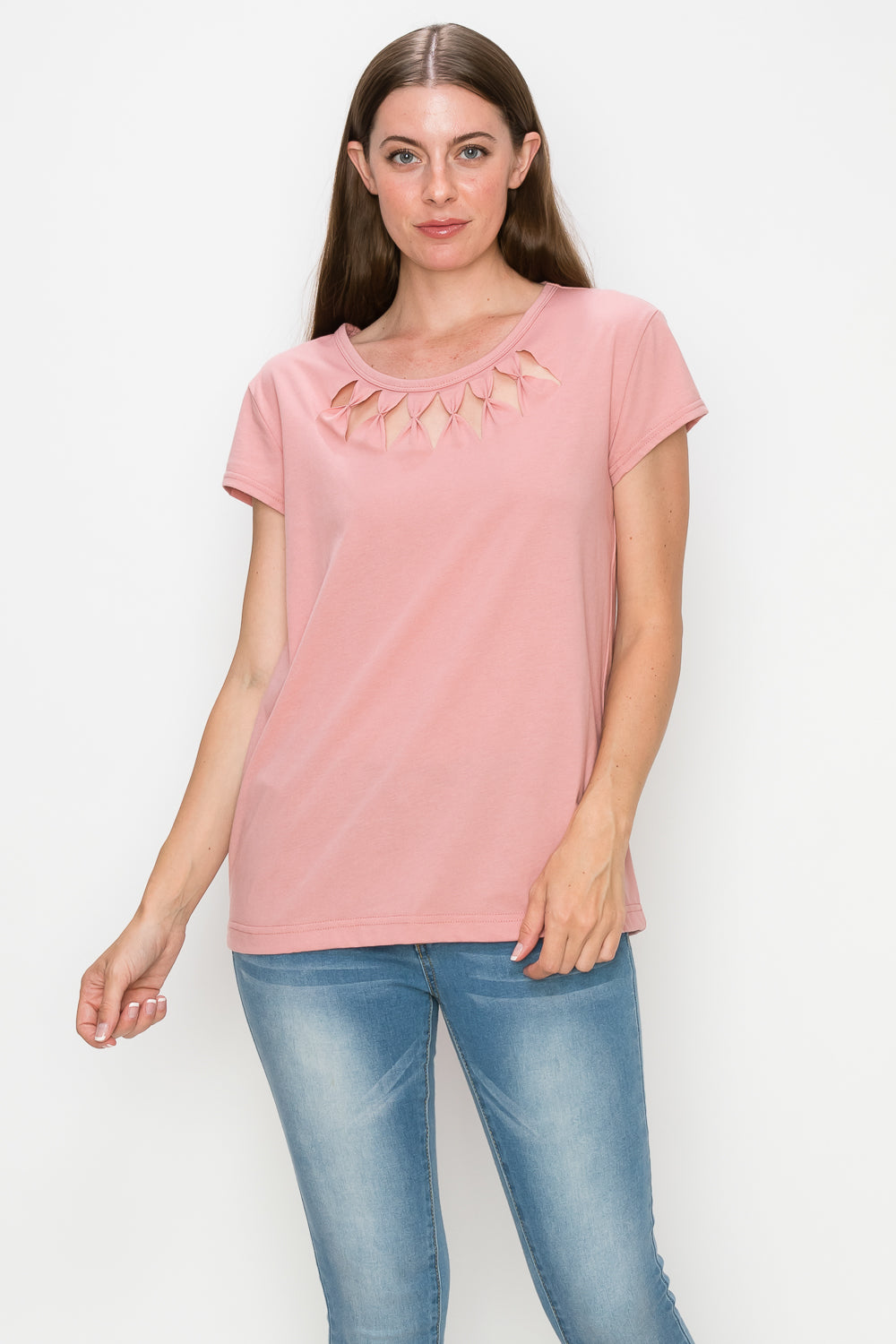 Front Cutout Short Sleeve Top