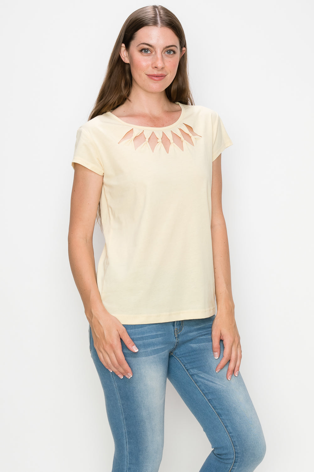 Front Cutout Short Sleeve Top