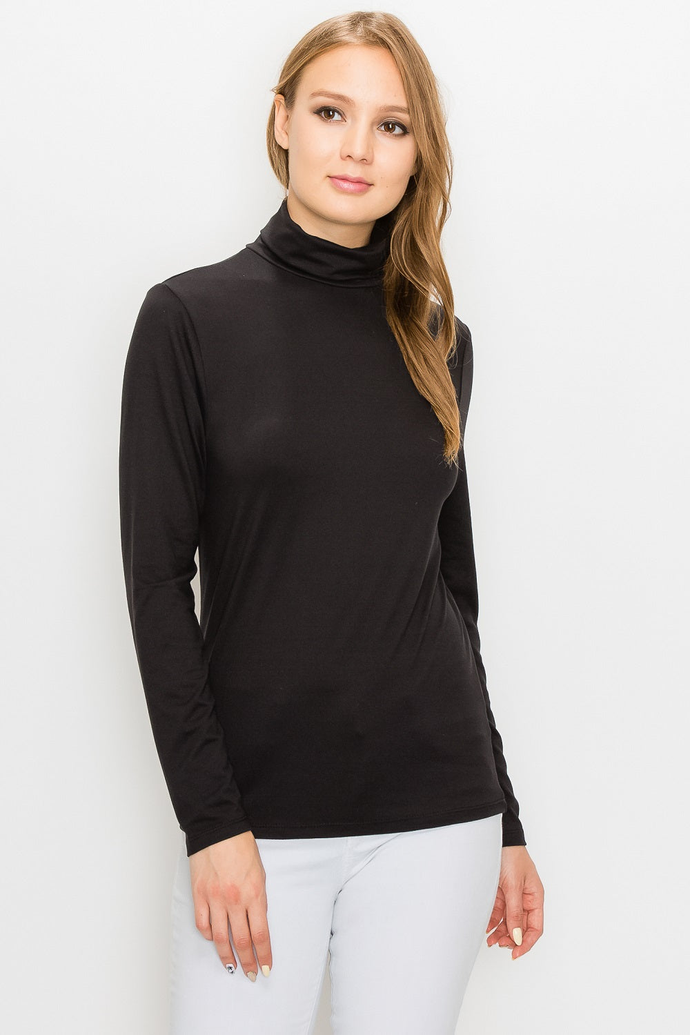 Soft Brushed Long Sleeve Turtle Neck Top