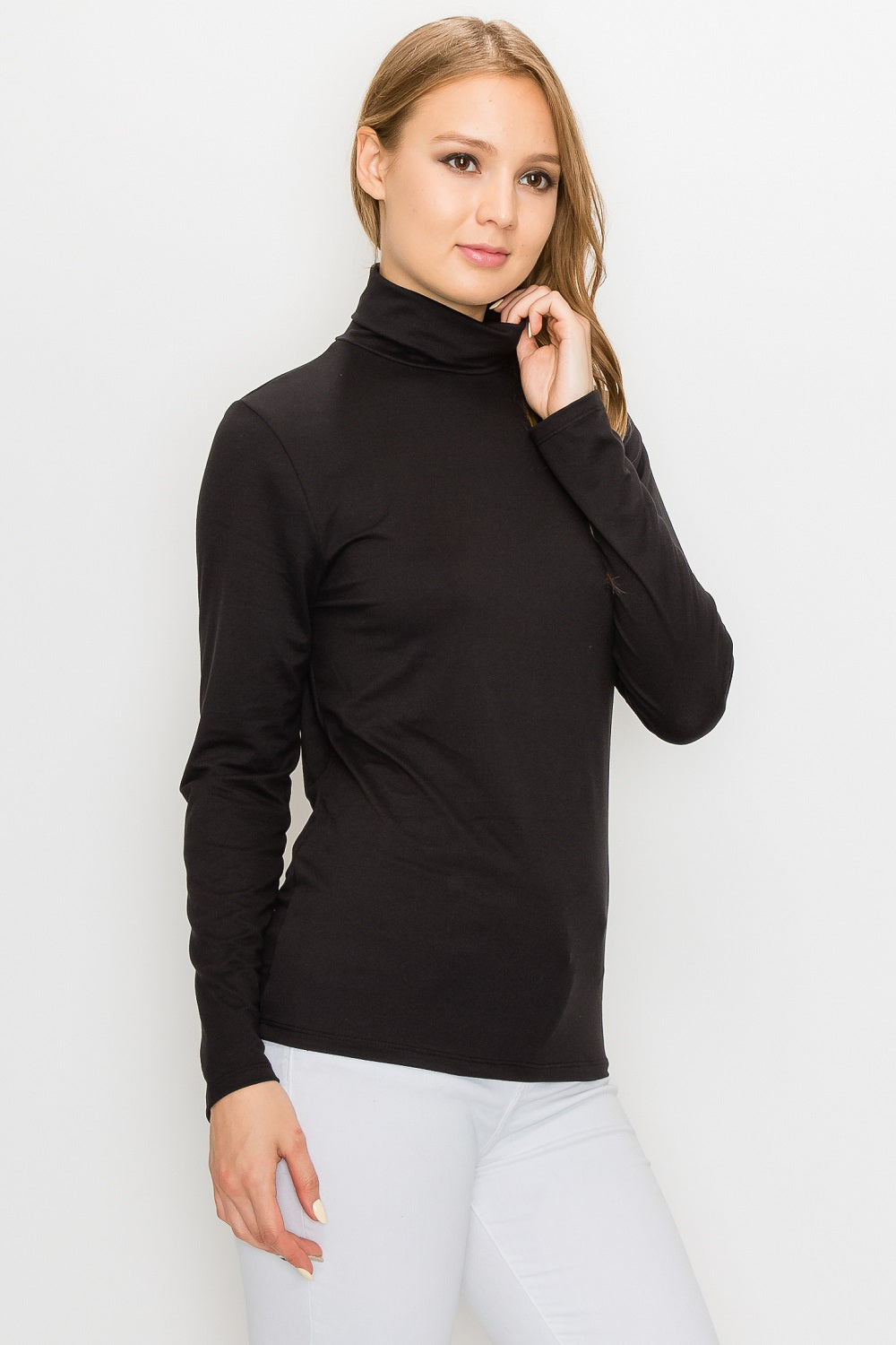 Soft Brushed Long Sleeve Turtle Neck Top