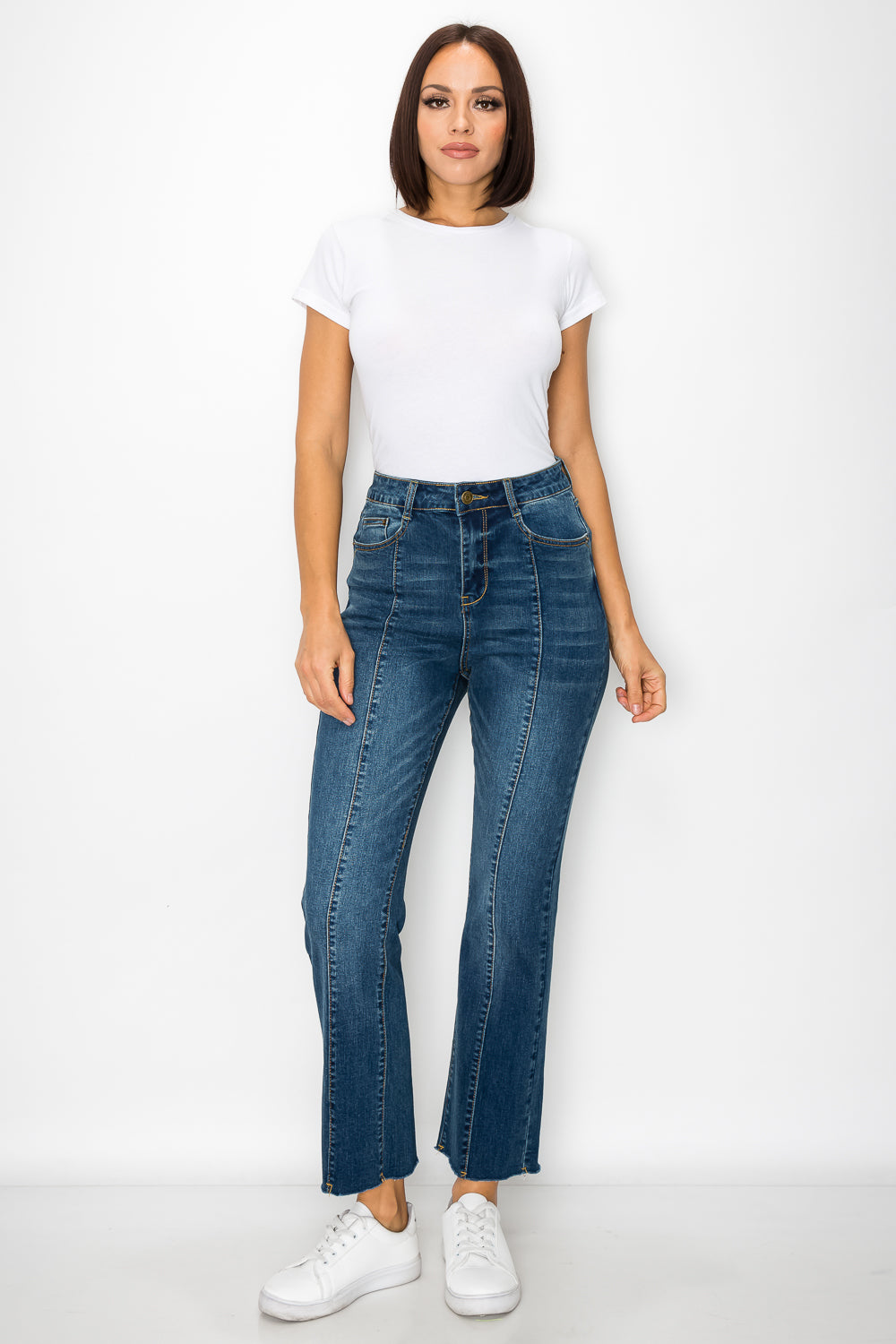 High Rise Stretch Wide Leg Crop Jeans