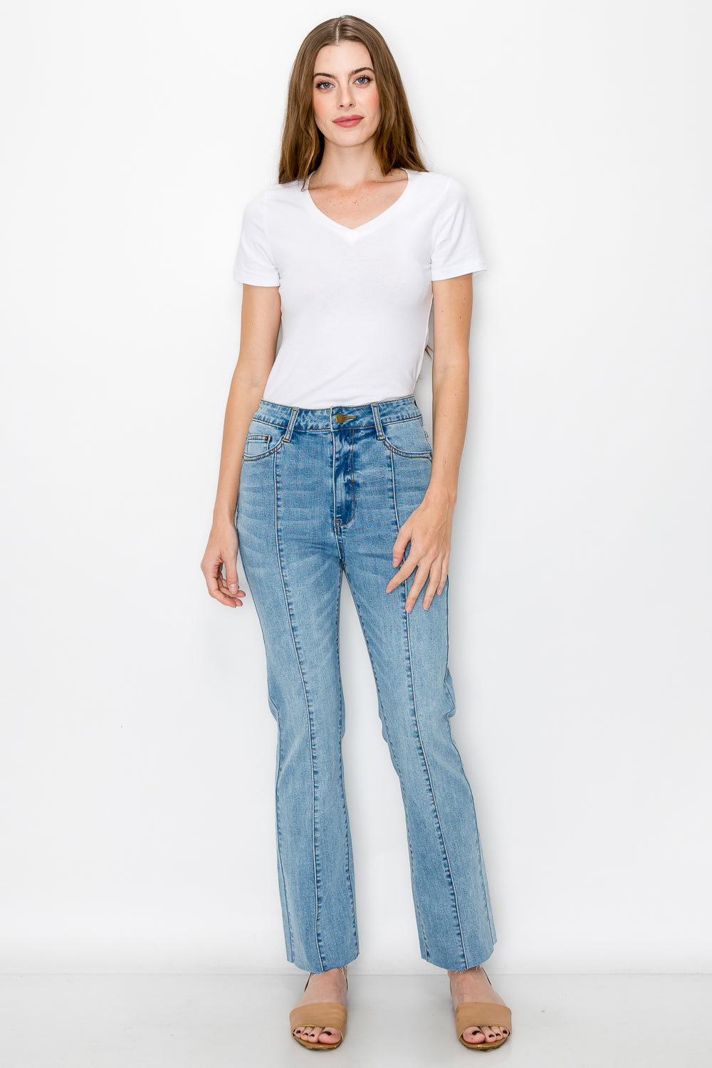 High Rise Stretch Wide Leg Crop Jeans